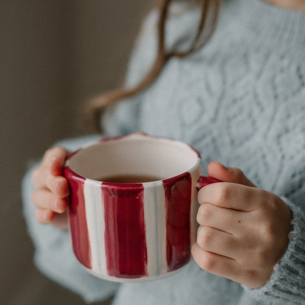 Кружка бургундия-голубая