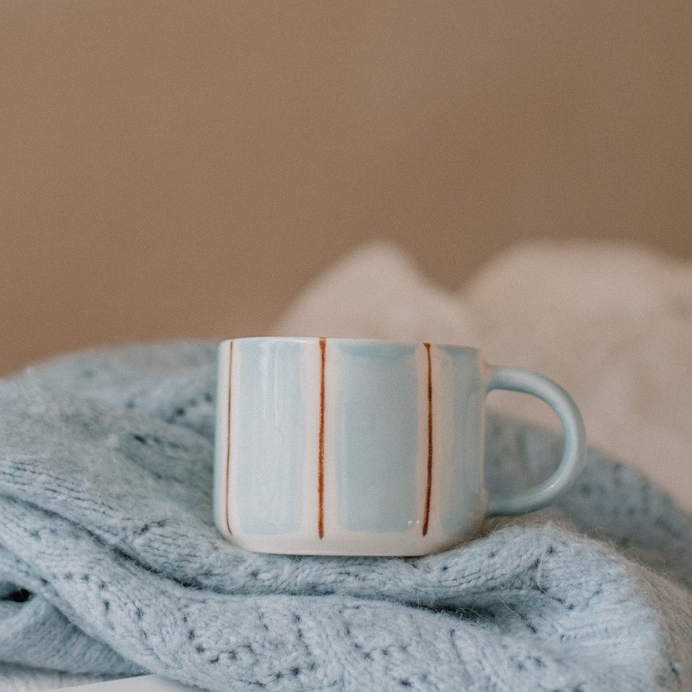 Кружка голубо-коричневая